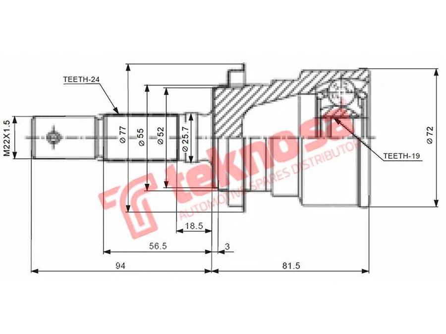 OUTER CV JOINT - DA5710 (TEKNOSA)