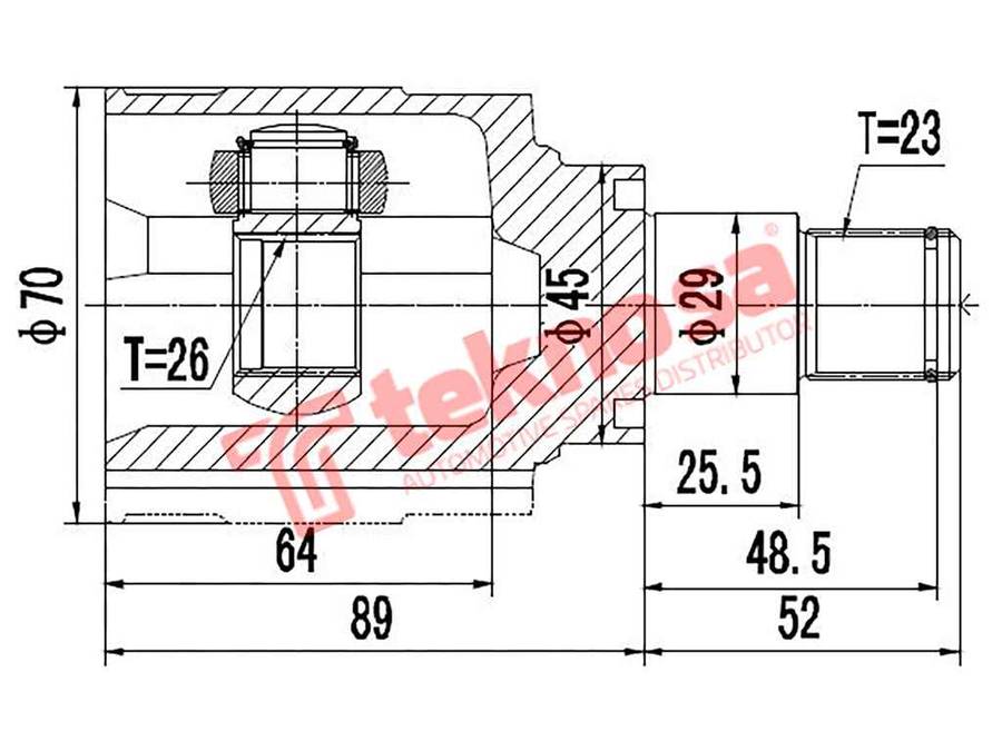 TEKNOSA FRONT LEFT - RIGHT INNER CV JOINT For DAIHATSU SIRION [1] 1.3 (K3-VE)(16V 75KW) 00-02