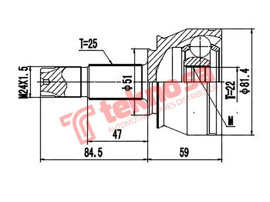 OUTER CV JOINT - FI3036 (TEKNOSA)