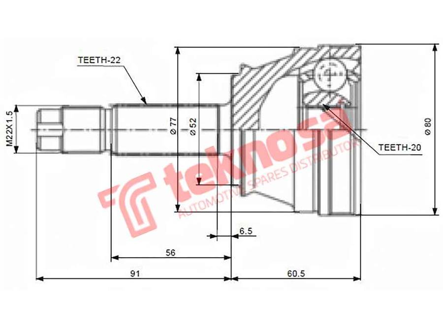 OUTER CV JOINT - FI5716 (TEKNOSA)