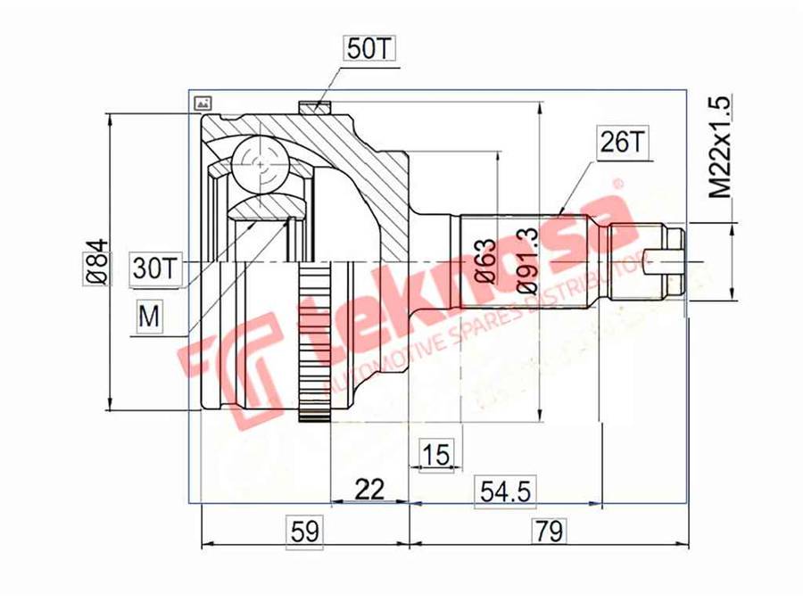 TEKNOSA FRONT LEFT - RIGHT OUTER CV JOINT For HONDA FR-V 1.8 V-TEC (R18A1)(16V 103KW) 07-10