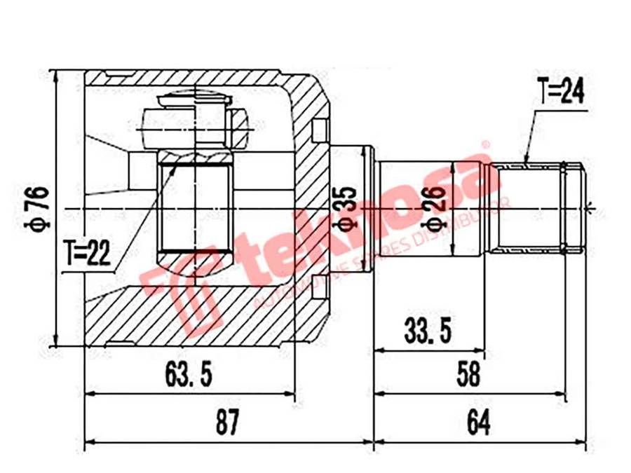 TEKNOSA FRONT LEFT - RIGHT INNER CV JOINT For MAZDA 323 160 STING/MIDGE (F6)(8V 60KW) 91-03