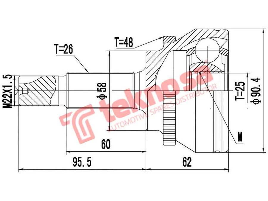 TEKNOSA FRONT LEFT - RIGHT OUTER CV JOINT For TOYOTA VERSO [2] 180I (2ZR-FAE)(16V 108KW) 09-13