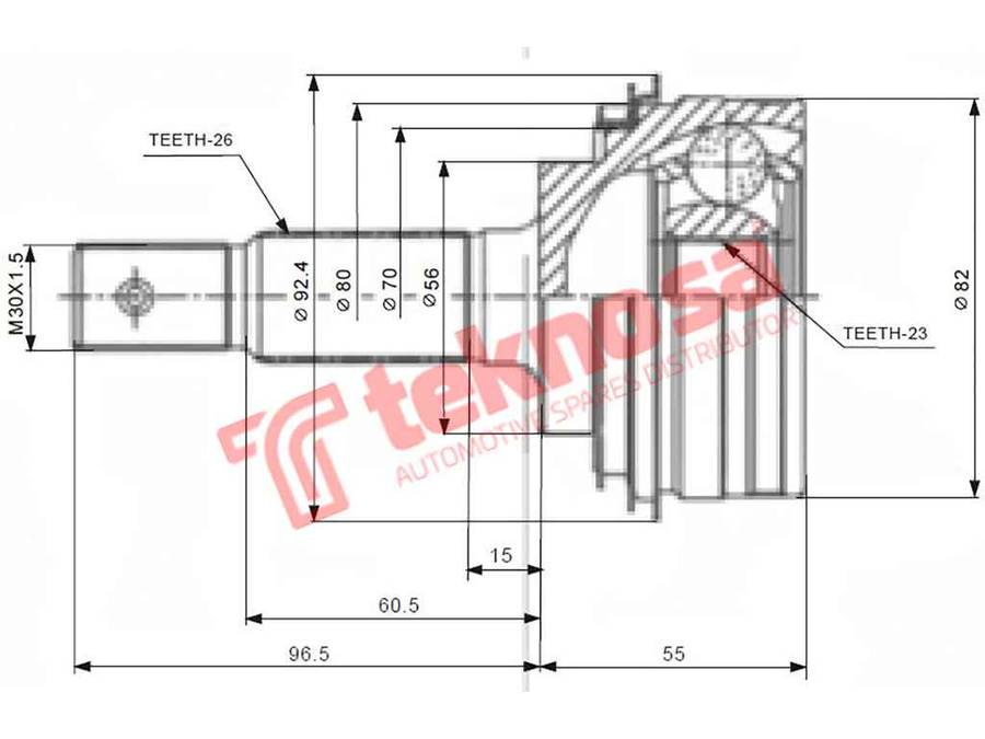 TEKNOSA FRONT LEFT - RIGHT OUTER CV JOINT For TOYOTA CONQUEST [2] 1.6 (4-AF)(16V 70KW) 88-93