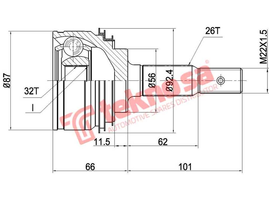 TEKNOSA FRONT LEFT - RIGHT OUTER CV JOINT For TOYOTA CAMRY [2] 220I (5S-FE)(16V 100KW) 01-03