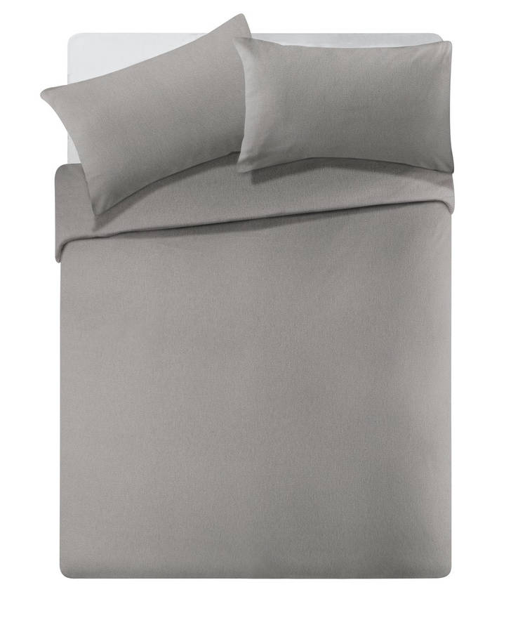 Collection Grey Brushed Cotton Bedding Set - Kingsize