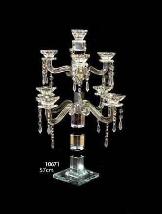 Clear and black candle stand (9 Arms/Ht 57cm) - 10671