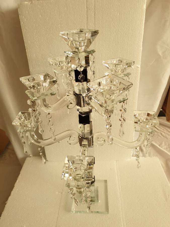 Clear and black candle stand (9 Arms/Ht 57cm) - 10671