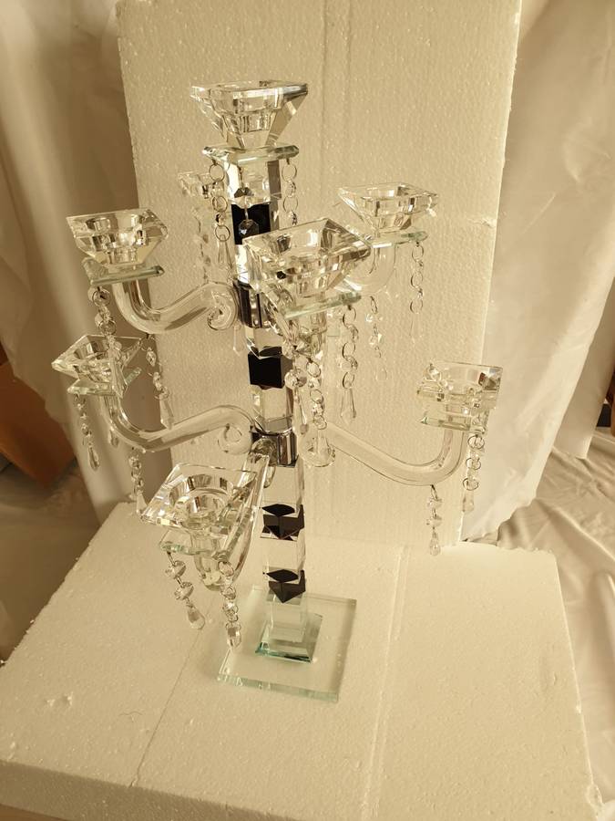 Clear and black candle stand (9 Arms/Ht 57cm) - 10671