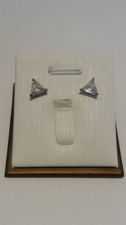Sterling Silver Triangle cut Cubic zirconia stud earrings