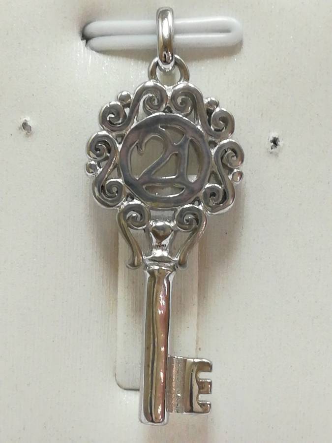 Sterling Silver 21st key pendant