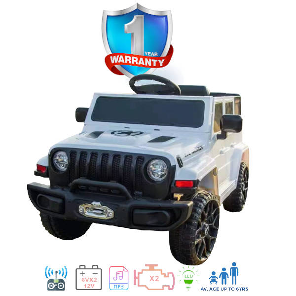 Kids Electric Ride On Car Jeep Rubi M - White