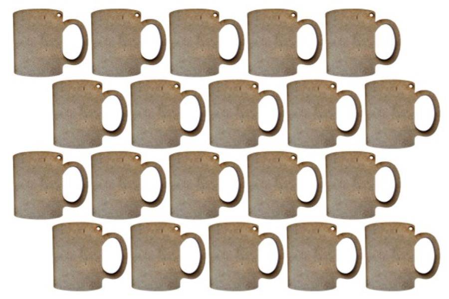 MDF Coffee Mug Shaped Keyring Blanks (Pack of 20)