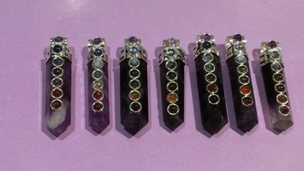 Amethyst 7 Chakra Point Pendant