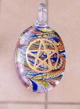 Pentagram Engraved Glass Pendants