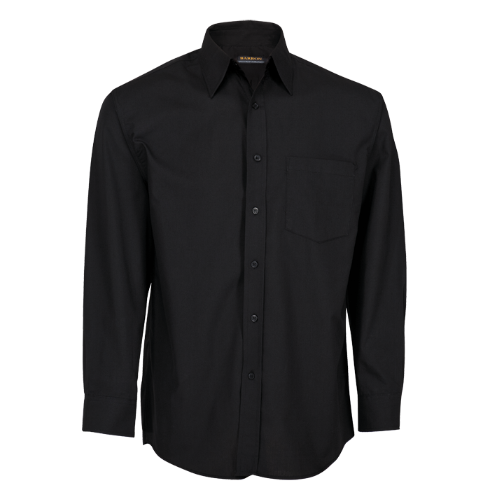 Basic Poly Cotton Lounge Shirt - Long Sleeve - Black / 5XL