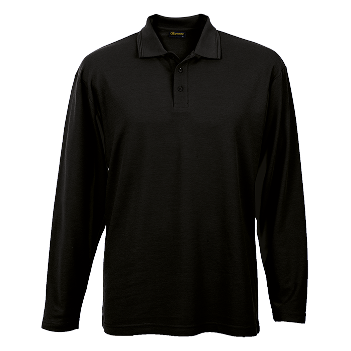BARRON Mens Long Sleeve Pique Knit Golfer - Black / S