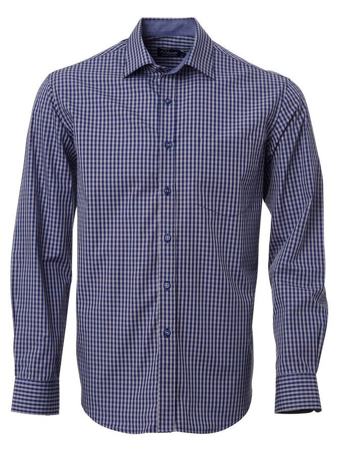 Mens Heath L/S Shirt - Navy/Grey / 3XL