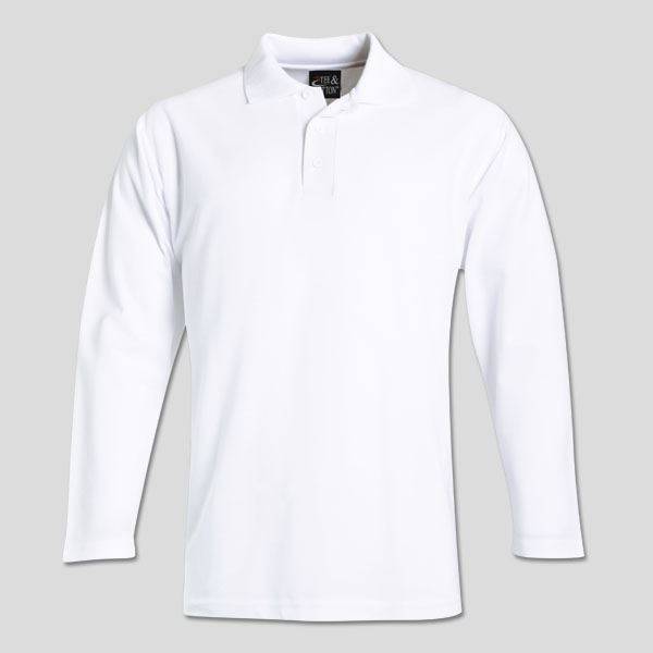 TEE&COTTON - Mens Long Sleeve Pique Knit Polo - White / XL