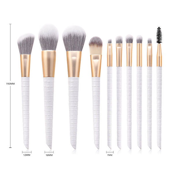 10-Piece White Ombre Makeup Brush Set with Pouch