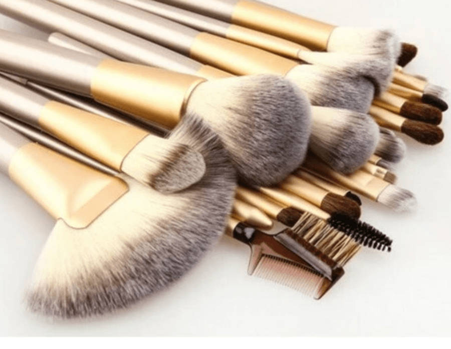 12 Piece Champagne Gold Makeup Brushes Set
