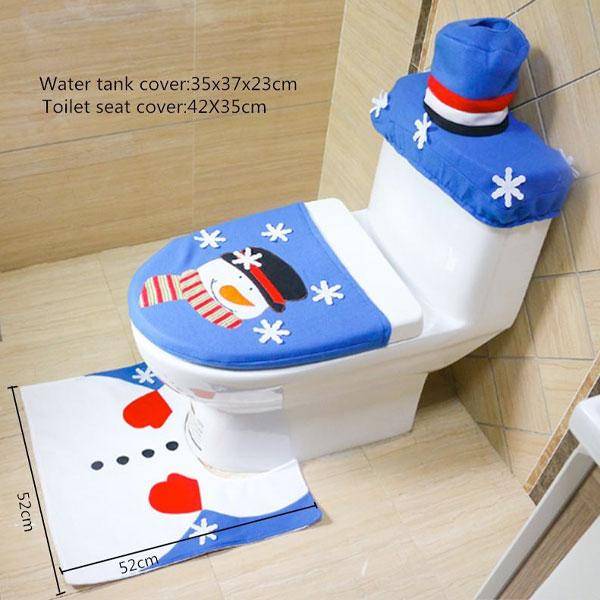 Blue Snowman Christmas Bathroom Decor | 3pc