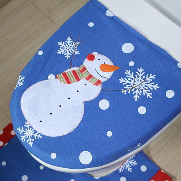 Blue Snowman Christmas Bathroom Decor | 3pc