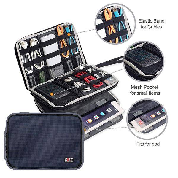 BUBM Double-Layered Travel Gadget Organiser Bag-DIO-XL - Black