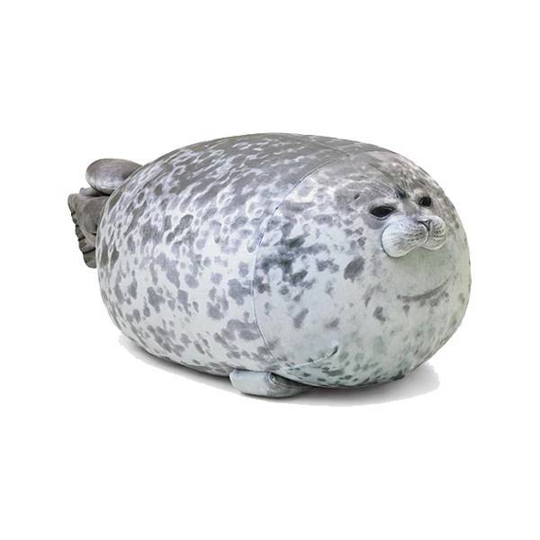 Chubby Seal Plush Toy and Pillow - Dark Grey