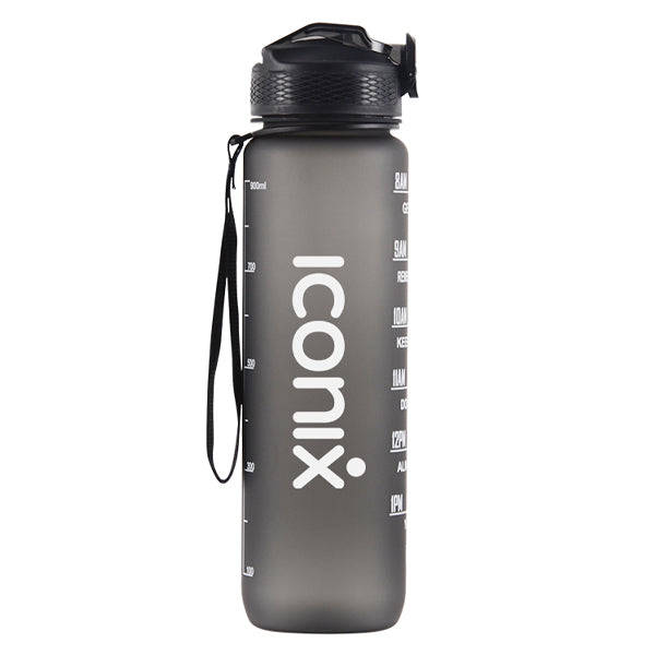 Iconix The Classic Motivational Time Marker Water Bottle  Black