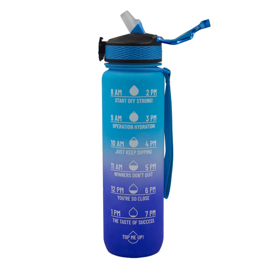 Iconix The Classic Motivational Time Marker Water Bottle - Blue Ombre