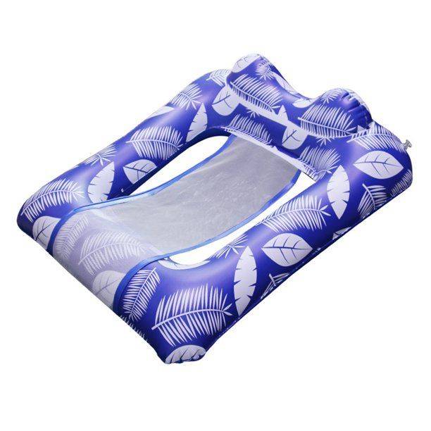 Inflatable Pool Float Chair hammock with Contour Headrest - Blue Leaf
