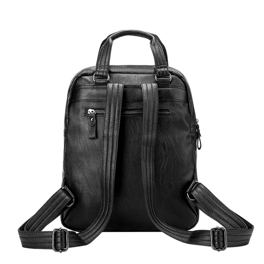 Ladies PU leather Anti-Theft Backpack - Black Professional - F9078