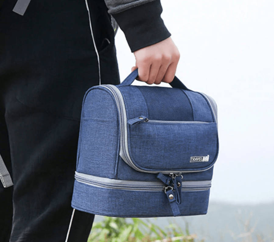 Large Waterproof Hanging Travel Toiletry Bag - Sky Blue