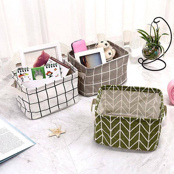 Table Top Storage Organiser-Various Printed - Grey Check Printed