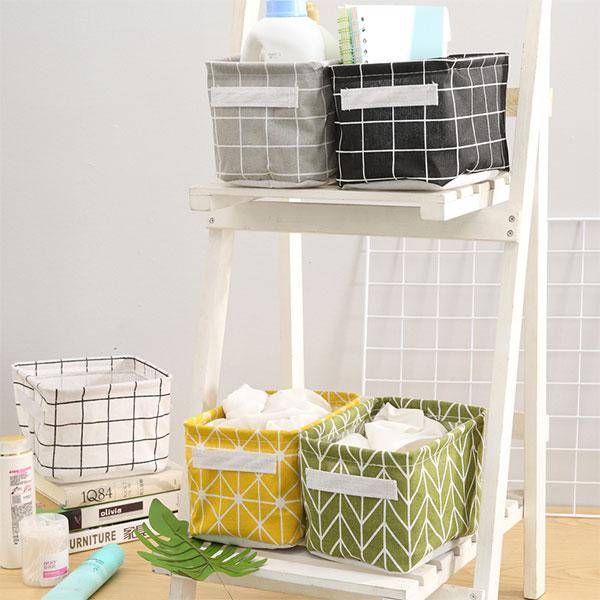 Table Top Storage Organiser-Various Printed - Grey Check Printed