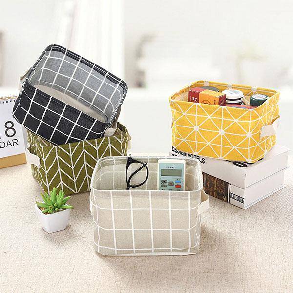 Table Top Storage Organiser-Various Printed - Grey Check Printed