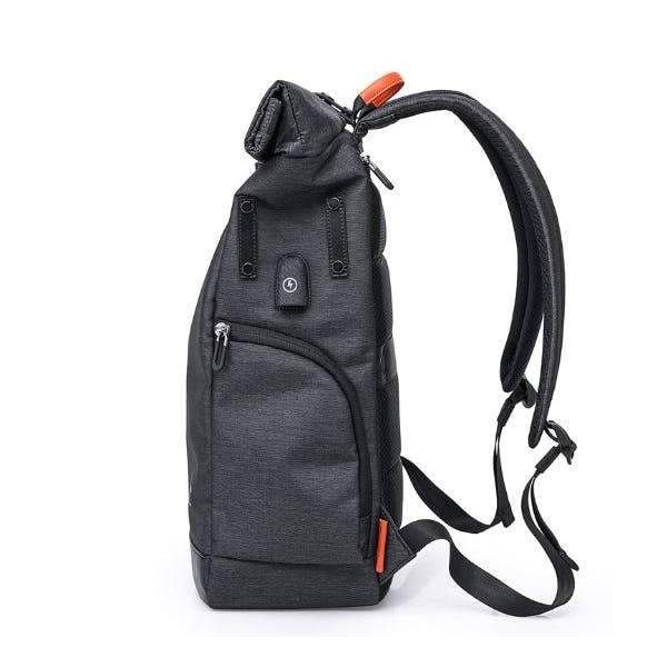 Unisex Black Extendable Backpack with USB Charging Port