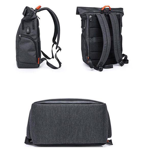 Unisex Black Extendable Backpack with USB Charging Port