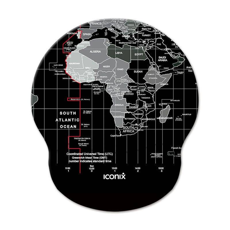World Wide Map Mouse Pad with Gel Wrist Guard Support