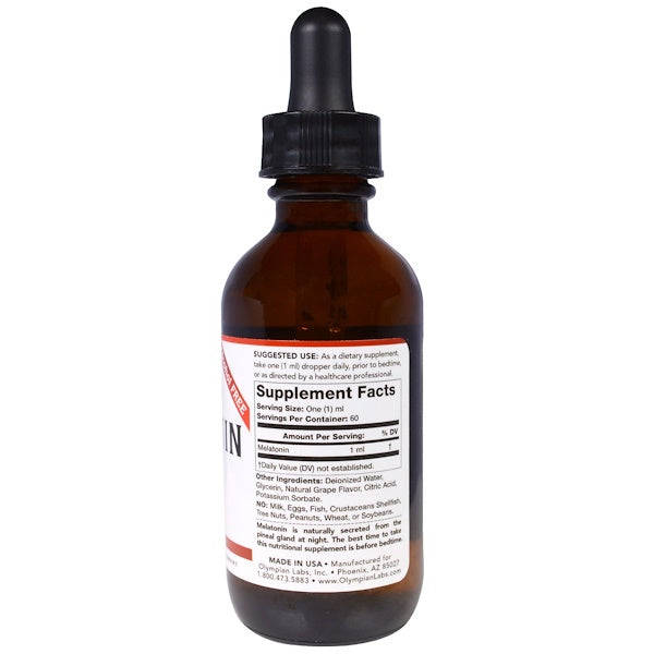 Olympian Labs Inc., Melatonin, Alcohol Free, 1 mg, 2 oz