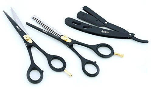 Hairdressing Barber Salon Scissors Razors Edge Series 6", Thinning Scissors 6", Shaving Razor Set...