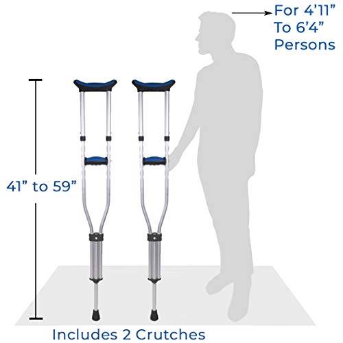 Carex Folding Crutches - Folding Aluminum Underarm Crutches - Lightweight, Great for Travel or Wo...