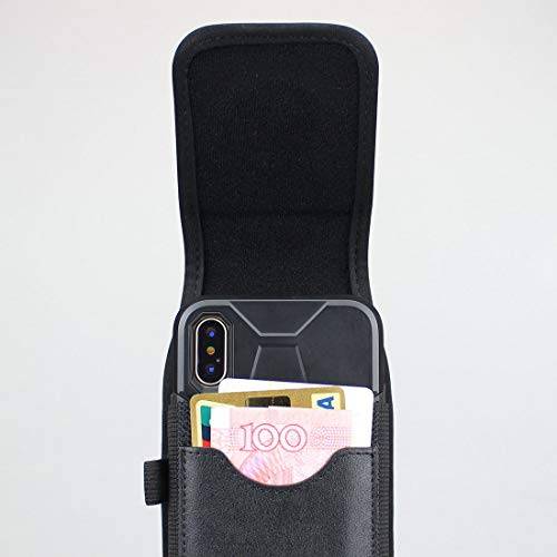 aubaddy Vertical Nylon Belt Pouch with ID Card Holder Cell Phone Holster Case w Belt Loop for iPh...