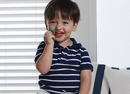 RaZbaby RaZ-Berry Silicone Teether/Double Pack Red & Blue/Multi-texture Design/Hands Free Design