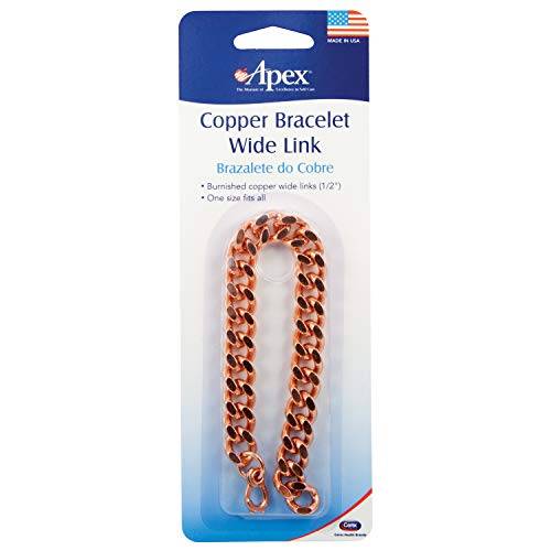 Apex Copper Bracelet Wide Link Size 9", Burnished Copper, Folk Remedy Used for Easing Joint Pain ...