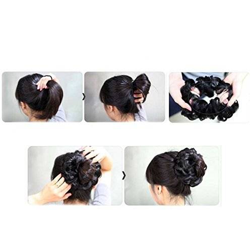 Focussexy Scrunchie Bun Up Do Hair piece Hair Ribbon Ponytail Extensions Wavy Curly or Messy 14...