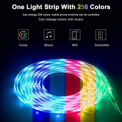 Hedynshine 33 Ft LED Strip Lights, WiFi LED Light Strip Kit with 300 LEDs SMD 5050 RGB TV Light, ...