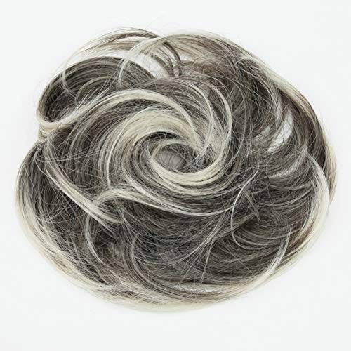 PRETTYSHOP Hairpiece Scrunchie Bun Up Do | Ponytail Extensions | Wavy Curly or Messy (Grey...