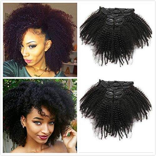 Afro Kinky Curly Hair Clip In Human Hair Extensions 4B 4C 100% Human Natural Black Color Hair Cli...